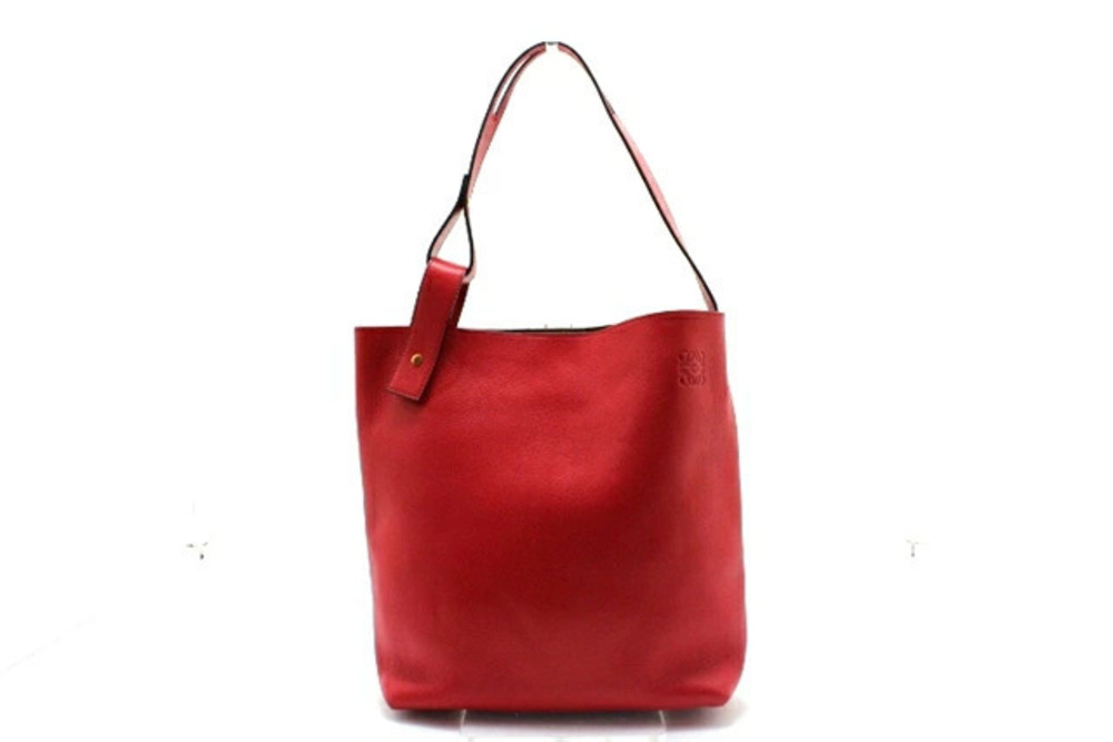 Loewe Asymmetric Hobo Bag Pouch Clutch Leather Red